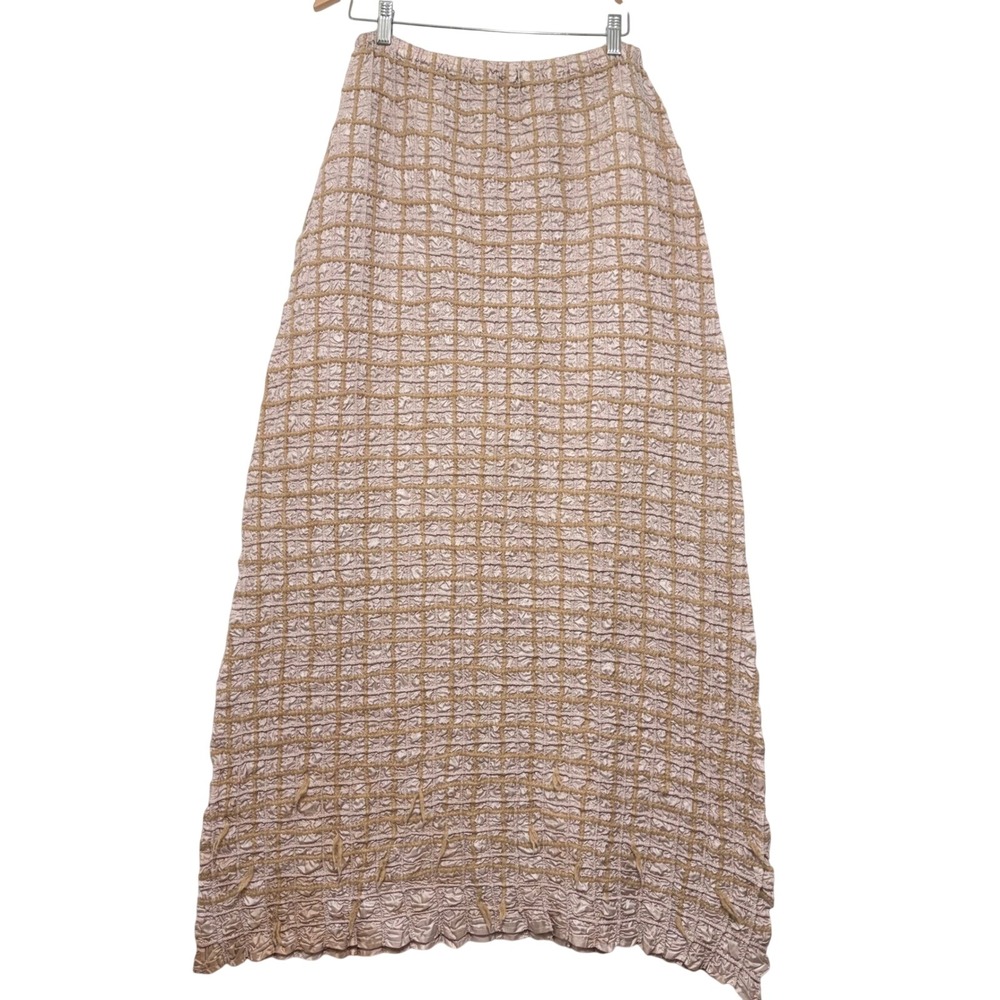 Yoshiki Hishinuma Women's Crinkle Grid Maxi Skirt Sm Avant Garde Boho Fairy